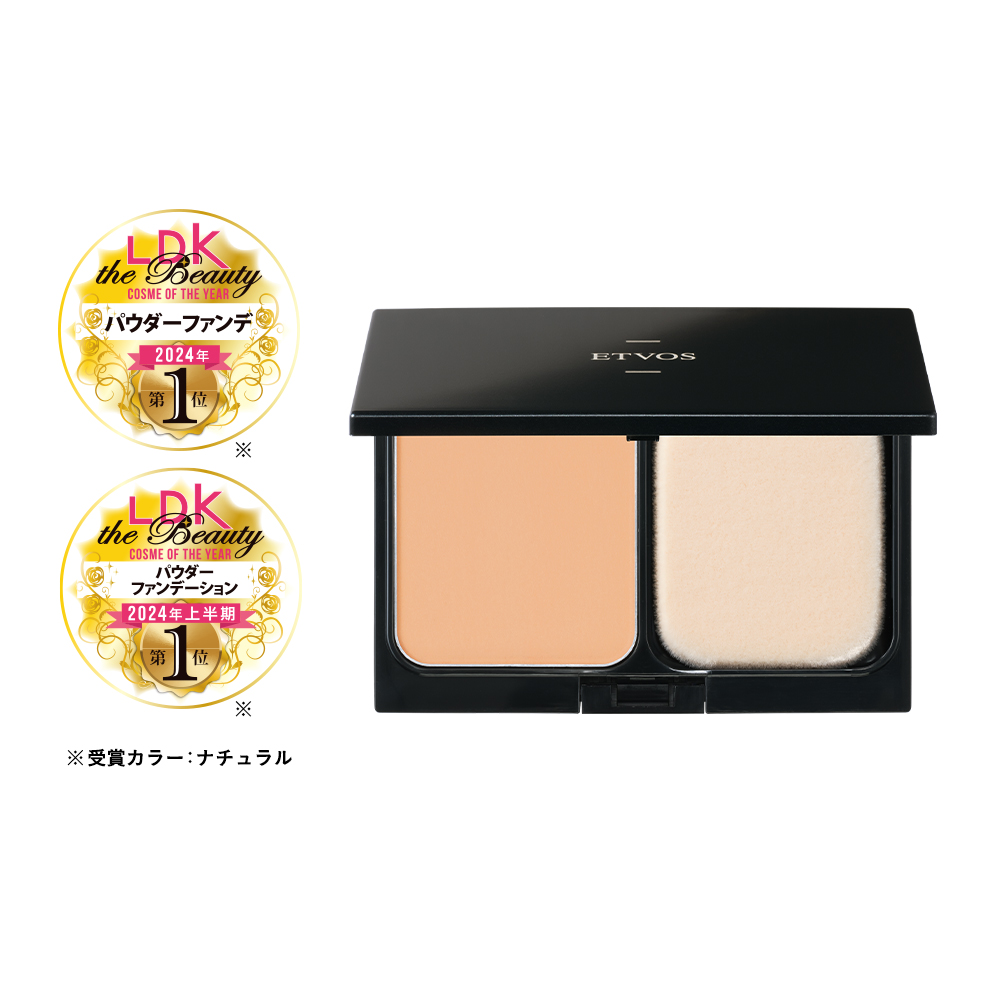 ETVOS ベース、ファンデ、パウダー　セット価格 タイムレスフォギーミネラルファンデーション（ケース＋パフ付