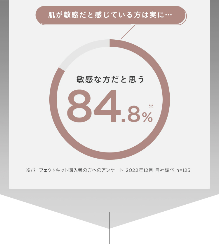 肌が敏感だと感じている方は実に 敏感な方だと思う 84.8% ※パーフェクトキット購入者の方へのアンケート 2022年12月 自社調べ n=125