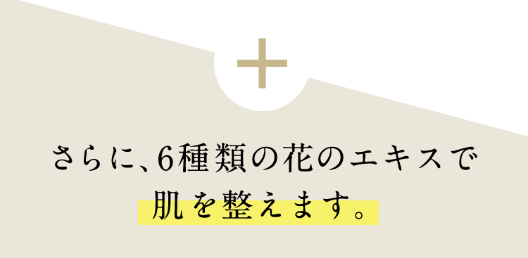 ＋さらに6種類の花のエキスで肌を整えます。