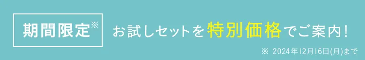 期間限定※お試しセットを特別価格でご案内!※2024年12月16日(月)まで