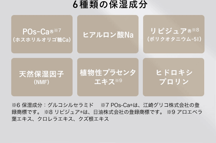 6種類の保湿成分